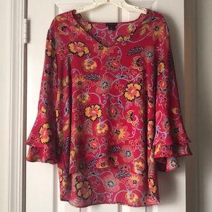 Mercer & Madison Boho Floral V-Neck Blouse
